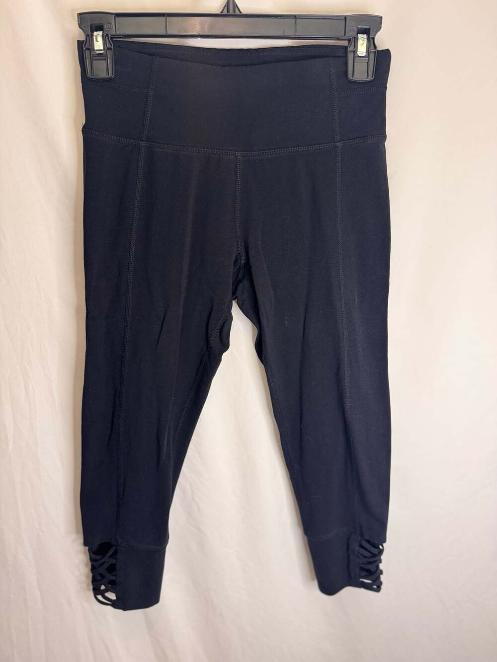 Calvin Klein‎ Performance Black Crisscross Lace-Up Hem Leggings Size S y2k